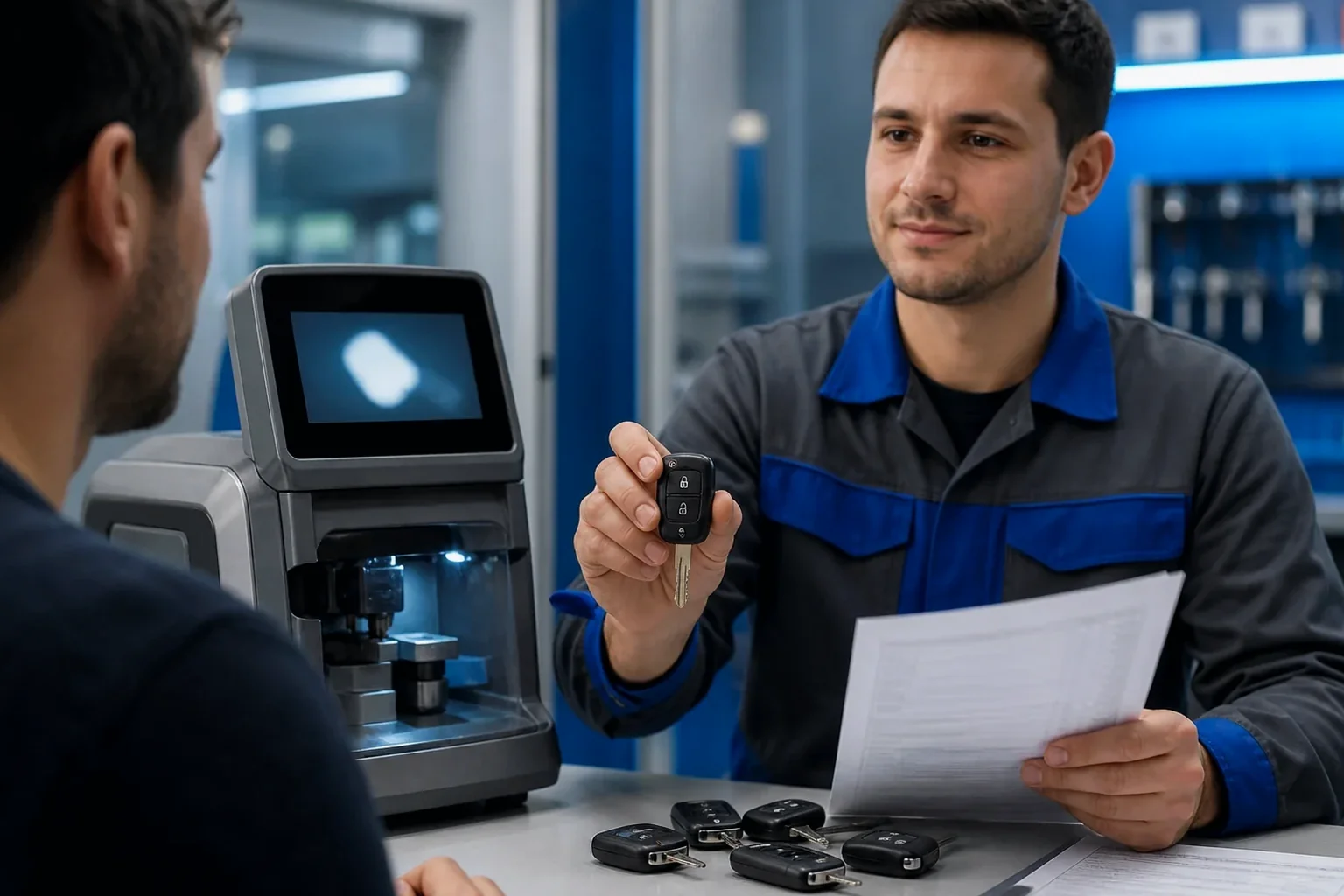 Chaveiro moldando uma chave codificada em Ponta Grossa.